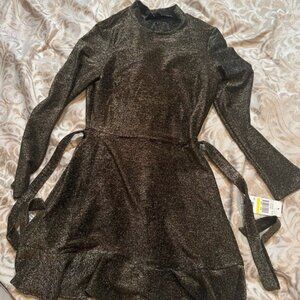 Brand new with tags! Metallic ruffled a-line dress  juniors size m